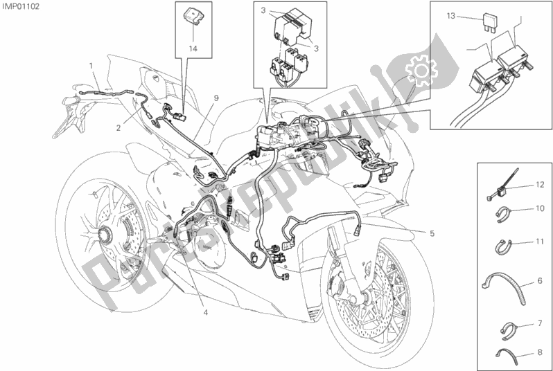 Tutte le parti per il Impianto Elettrico Del Veicolo del Ducati Superbike Panigale V4 S 1100 2019